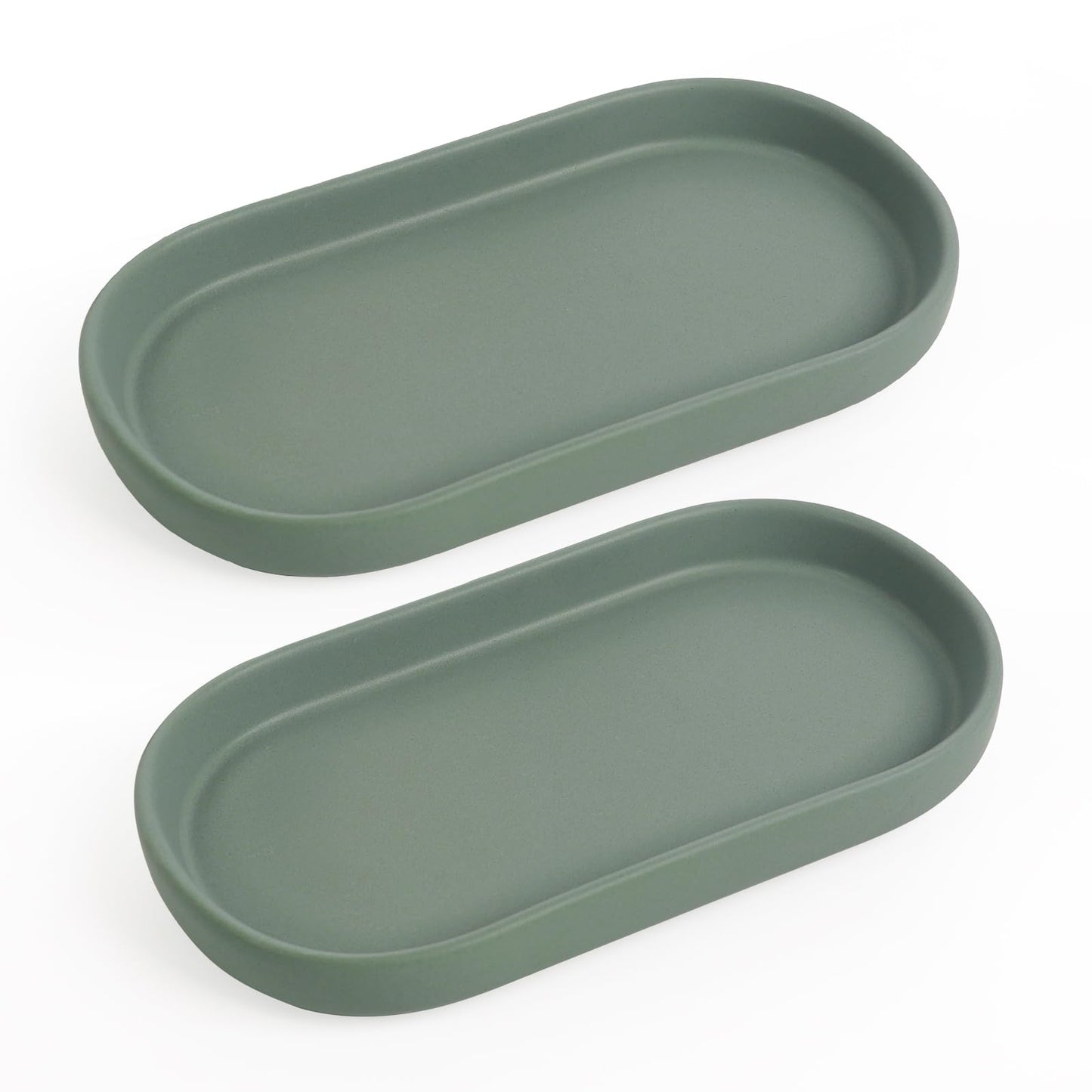 Autumnlife Bathroom Tray Pack of 2, Decorative Tray Ceramic Storage Tray, Cosmetics, Small Oval Tray for Toilet and Washbasin, Bathtub, Kitchen Sink,