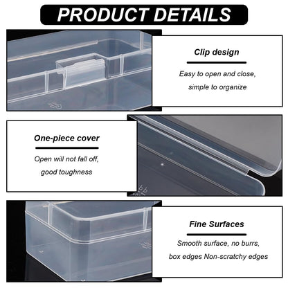 BENECREAT Rectangle Plastic Container Box, 4 Packs, 16.5x7.5x4.7cm