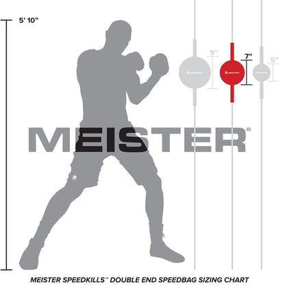 Meister SpeedKills Double-End Leather Speed Bag w/Bungees & Lightweight Latex Bladder - Black - Medium (7.0")