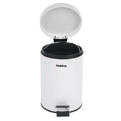 Beldray Soft Close Pedal Bin 3L, Round Bathroom Waste Bin, White