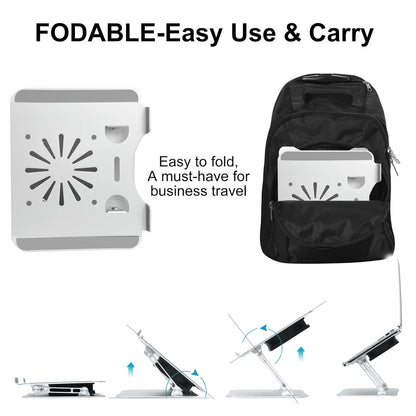 Upgraded Adjustable Laptop Stand with Cooling Fan, Ergonomic Multi-Angle Computer Laptop Stand, Portable Laptop Holder Compatible with MacBook, Air