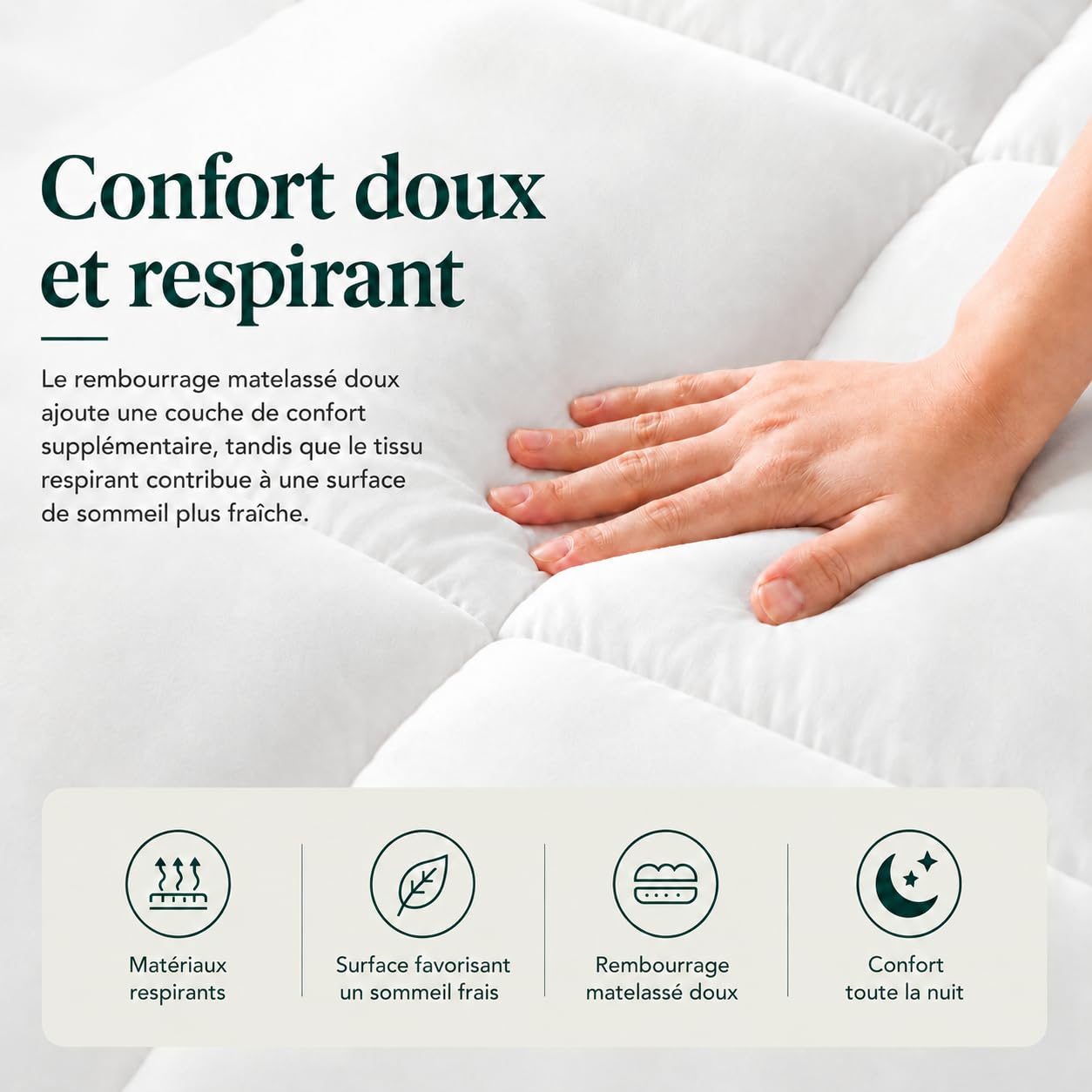 Zinus Mattress Topper, Polyester, White, 190 x 140 cm