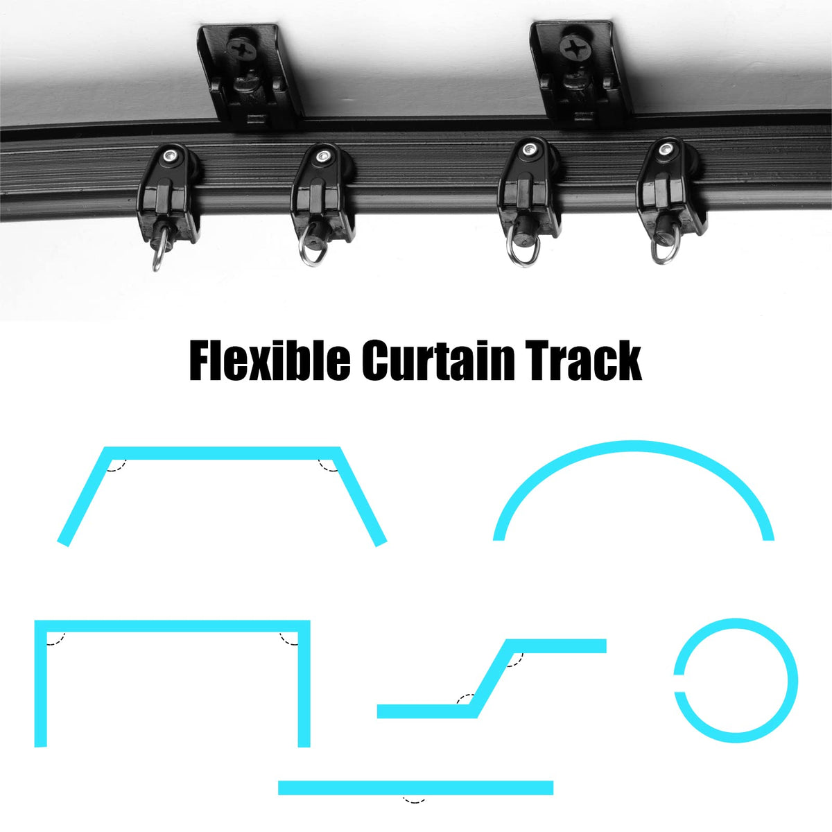 Flexible Bendable Ceiling Curved Curtain Track Mount Windows Shower Curved Track for Curtain Rail with Track Curtain System RV Curtain Track Bed