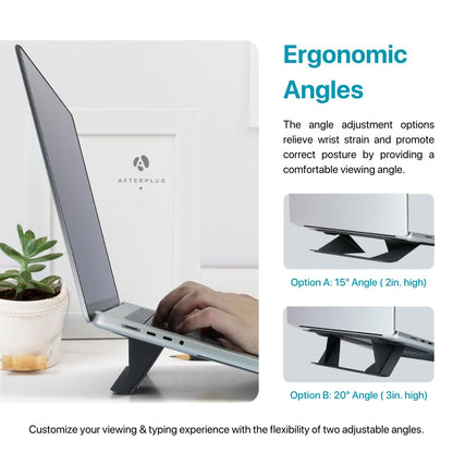 Afterplug Stick On Laptop Stand with 2 Adjustable Heights, Reusable Adhesive and Wobble-Free Design, Support up to 16 inch Laptops
