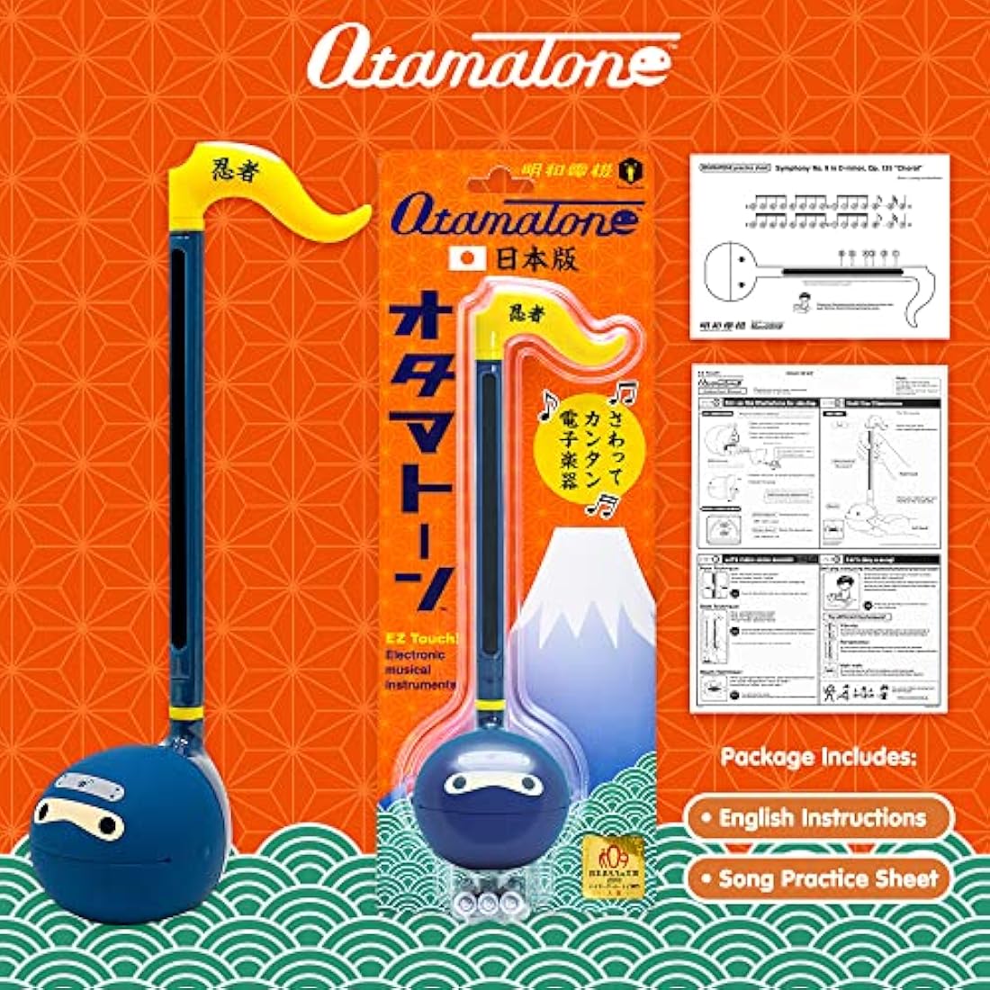 Otamatone Ninja Japanese Electronic Musical Instrument, Portable Touch Sensitive Digital Music Instruments Synthesizer, Fun Cool Kids Teens Adults Birthday Christmas Toy Song Game Stuff