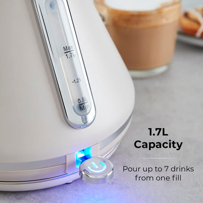 Tower T10044MSH Cavaletto Pyramid Kettle with Fast Boil, Detachable Filter, 1.7L, 3000 W, Latte and Chrome Accents