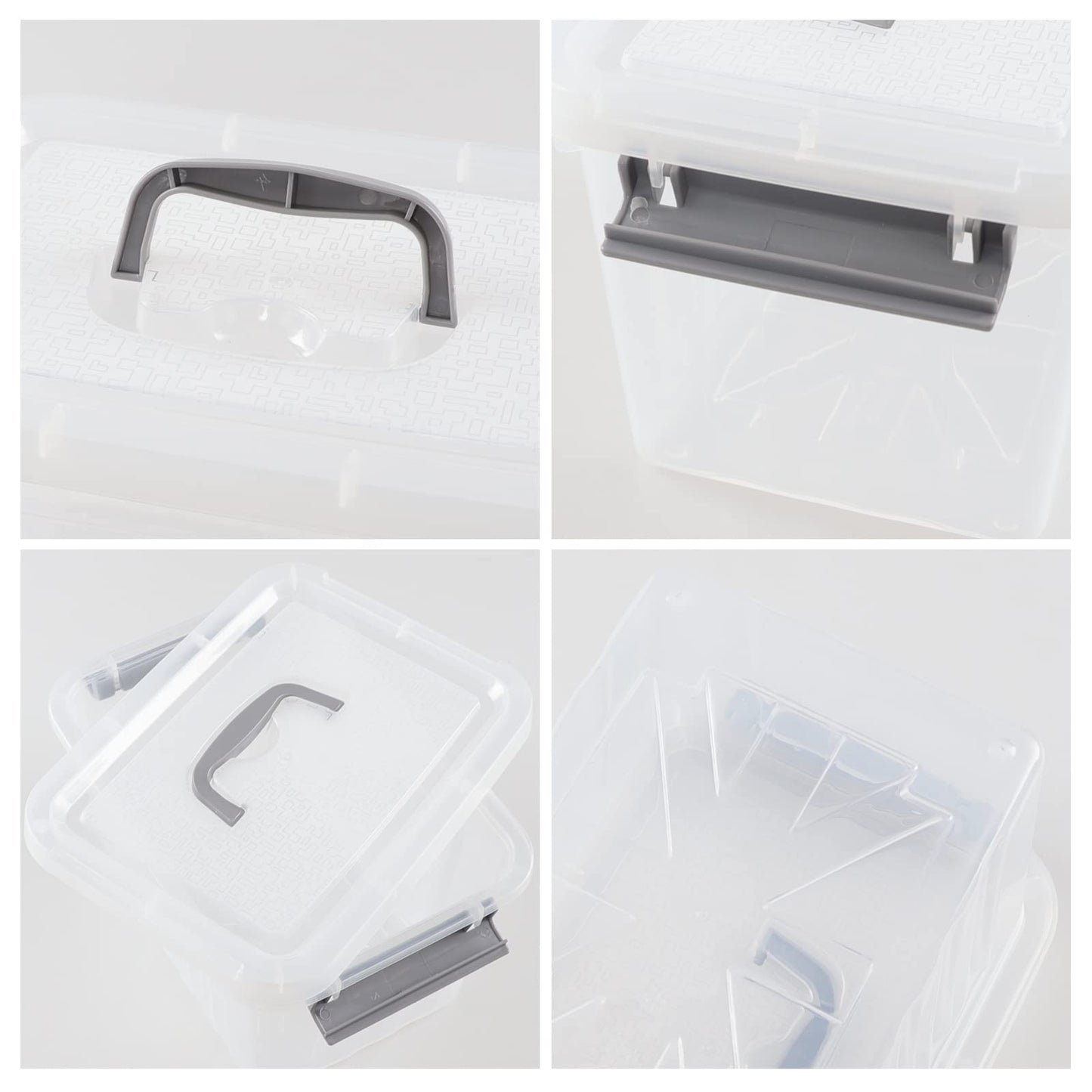 Saedy 6 L Small Lidded Storage Box, 6 Pack Plastic Latch Storage Container