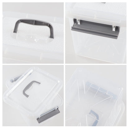 Saedy 6 L Small Lidded Storage Box, 6 Pack Plastic Latch Storage Container