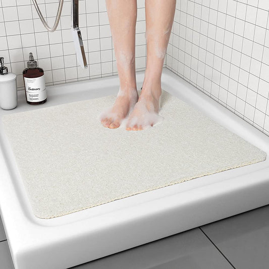 Bingobang Bath Mats Non Slip,Shower Mat Rubber 60x60cm,Extra Soft Anti-Mould, Machine-Washable,For Bathroom Floor,Bathtub(White)