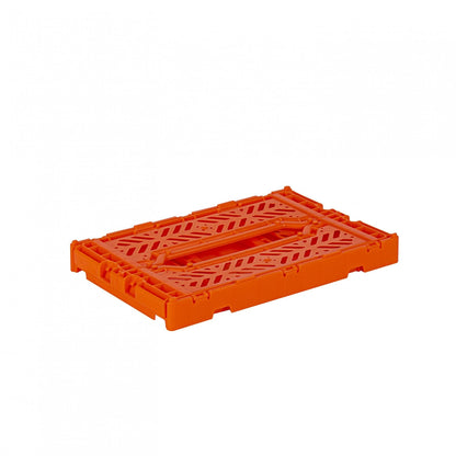 AYKASA Folding Crate, Sturdy Folding Box, Plastic, Stackable, Orange, Mini (27 x 17 x 11 cm)
