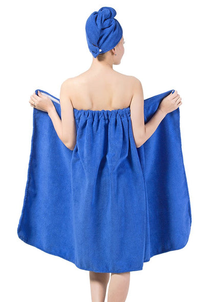 Moonlove Women's Towel Wrap Hair Turban Set Soft Microfiber Wearable Spa Shower Bath Wrap Strapless Cover Up Bathing Towel Tube Dress Bathrobe with