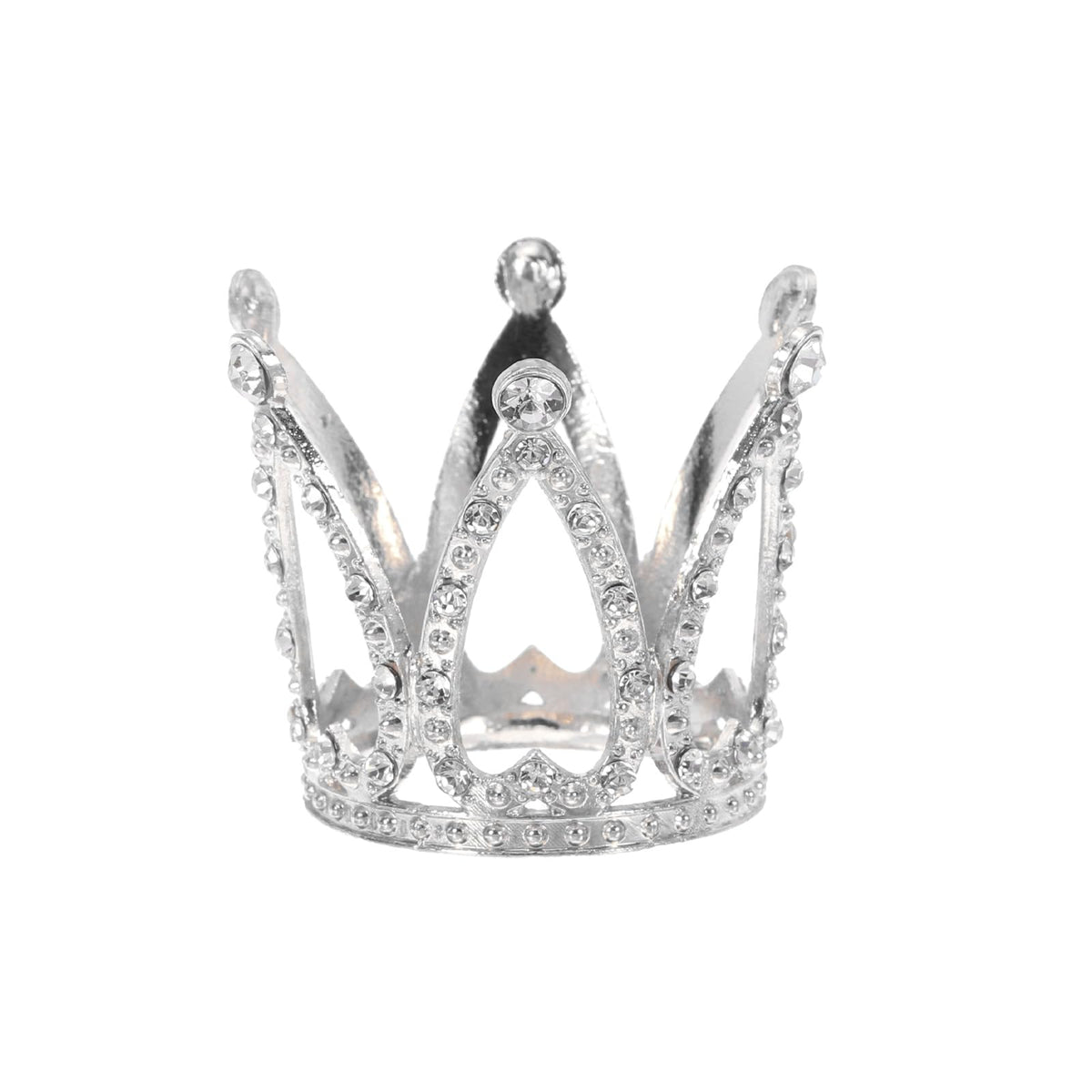 sourcing map Alloy Crystal Ball Display Holder Egg Stand Multiple Diamonds Silver Light Luxury Crown Shape 2PCS