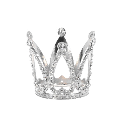 sourcing map Alloy Crystal Ball Display Holder Egg Stand Multiple Diamonds Silver Light Luxury Crown Shape 2PCS