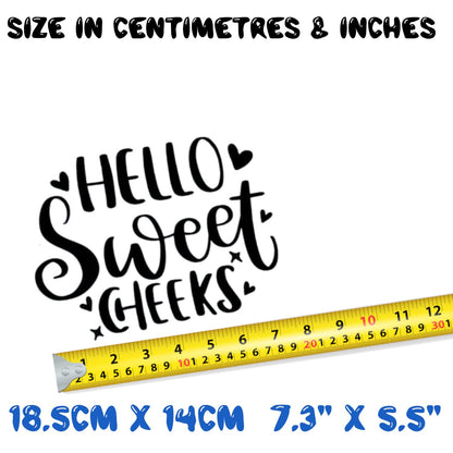 Hello Sweet Cheeks Bathroom Accessory, Cute Stickers - Funny Toilet Sticker, Bathroom Sign, Toilet Lid Decal, Bathroom Wall Art
