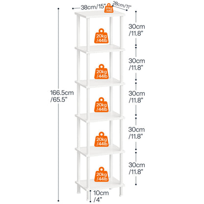 HOOBRO 6-Tier Bookshelf, Tall Bookcase, Shelving Unit, Twist-Lock Assembly, Large Capacity, Wooden Storage Display Shelf for Living Room, Home Office