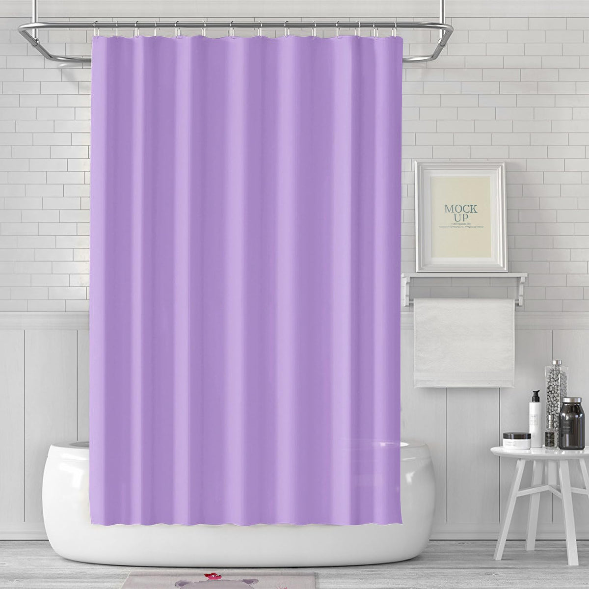 LUKDUNG 180 x 180 cm Bath Curtain, Anti-Mould Shower Curtain for Bathroom, Bathtub, Made of Fabric, Waterproof, Washable PEVA With 12 Rings