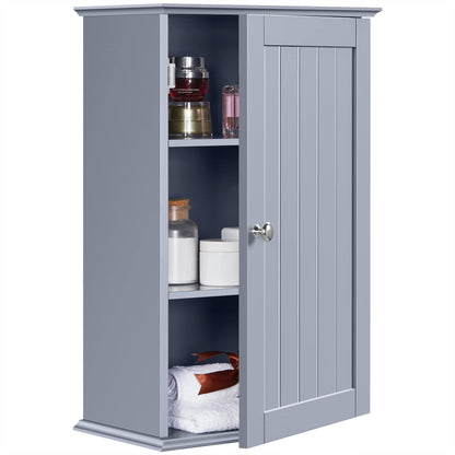Yaheetech Bathroom Wall Cabinet with 3-Height Adjustable Shelf, 1 Door, Grey