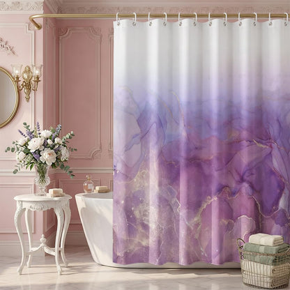 Rohxyzo Purple Gradient Abstract Shower Curtain, Modern Ink Art Polyester Fabric Shower Curtain for Bathroom, Wet Room Shower Curtain 180 x 180 cm