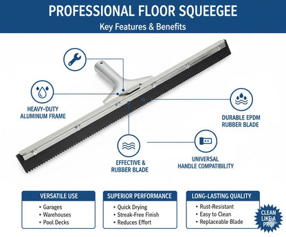 18 Inch Notched Floor Squeegee – Heavy Duty Epoxy & Resin Floor Spreader Tool with Durable Poly Blade, Ideal for Concrete, Garage