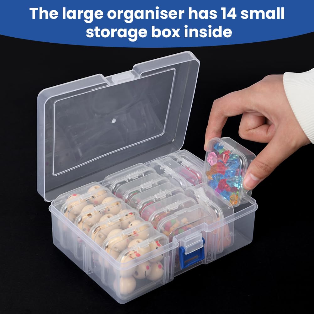 AUAUY Bead Organizer Box, 30Pcs Clear Plastic Storage Containers for Beads