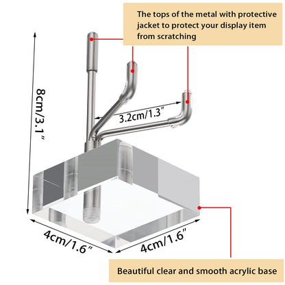 BTSKY Mini Size Adjustable Silver Metal Arm Display Stand with Square Base