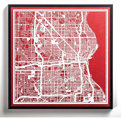 Milwaukee Paper Cut Map White 12×12 inches Paper Art