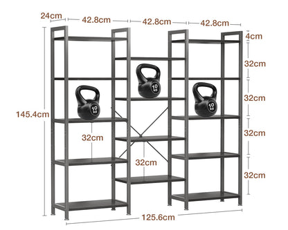 Coleshome 5-Tier Book Shelf, Industrial Bookcase, 146cmx126cm, Black