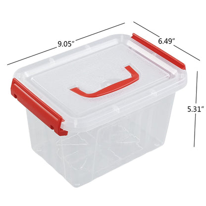 Waikhomes Set of 6 Plastic Storage Box with Lids/Handles, 6 L, Clear