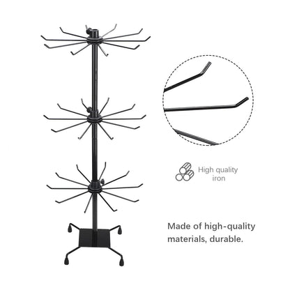BestAlice 3 Tier Rotating Jewelry Display Holder, Necklace Rack, Fashion Counter Tree Stand, Adjustable Metal Holder
