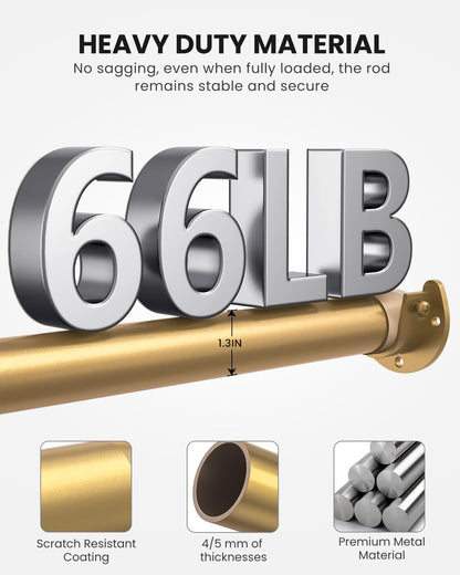 Wardrobe Rail, 43 to 173 CM Stepless Adjustable Metal Rails To Hanging Clothes, 3.3 CM Heavy Duty Wardrobe Rails and Fittings for Closet Wardrobes