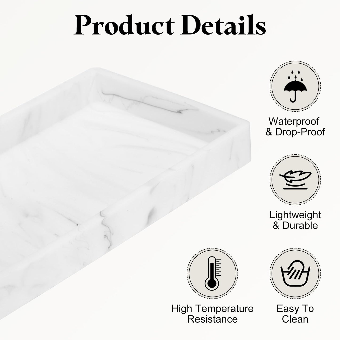 sourcing map 2Pcs Bathroom Vanity Tray, 7.9" x 3.9" Silicone Soap Dispenser Trays, Shatterproof Kitchen Sink Organizer for Soaps Keys Candle Trinket