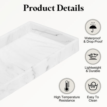 sourcing map 2Pcs Bathroom Vanity Tray, 7.9" x 3.9" Silicone Soap Dispenser Trays, Shatterproof Kitchen Sink Organizer for Soaps Keys Candle Trinket