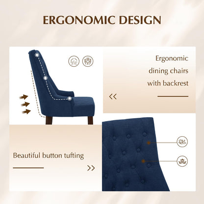 MALOL Upholstered Dining Chairs Set of 4, Wingback Dining Room Chairs with Tufted Button, High Back Kitchen Chairs with Solid Wood Legs
