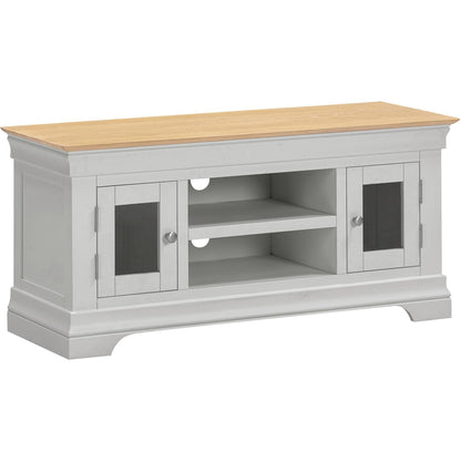 Seconique Bordeaux Small Tv Stand in Pebble Grey/Oak