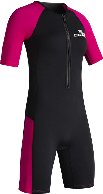 CRESSI Tiburon Lady Shorty Wetsuit 2mm - Wetsuit Shorty Women's made of Neoprene Ultra Stretch 1.5/2mm and Elastane, Black/Pink, XL/5