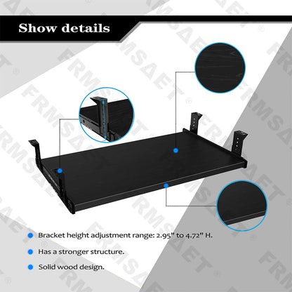 FRMSAET Office Product 20/24/30 inch Keyboard Drawer Tray(24 inch, Black)