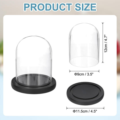 sourcing map Glass Cloche Display Dome, 4.7" x 3.5" Glass Dome Display Case Wood Base Tabletop Jar Case Decorative Bell Jar for Plant Home Decor
