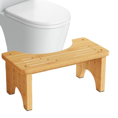 Bamboo Toilet Potty Stool for Adults & Kids, 7.8" Height Anti-Slip Bathroom Squatting Step for Proper Posture