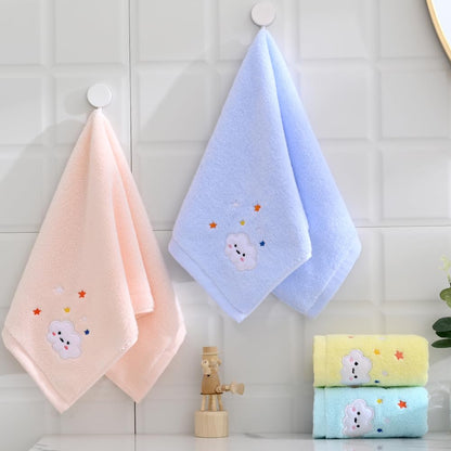 sense gnosis 100% Cotton Cloud Kids Facial Towels, Fingertip Towels for Bathroom Towel Set Star Embroidered Children Towels & Baby Washcloths