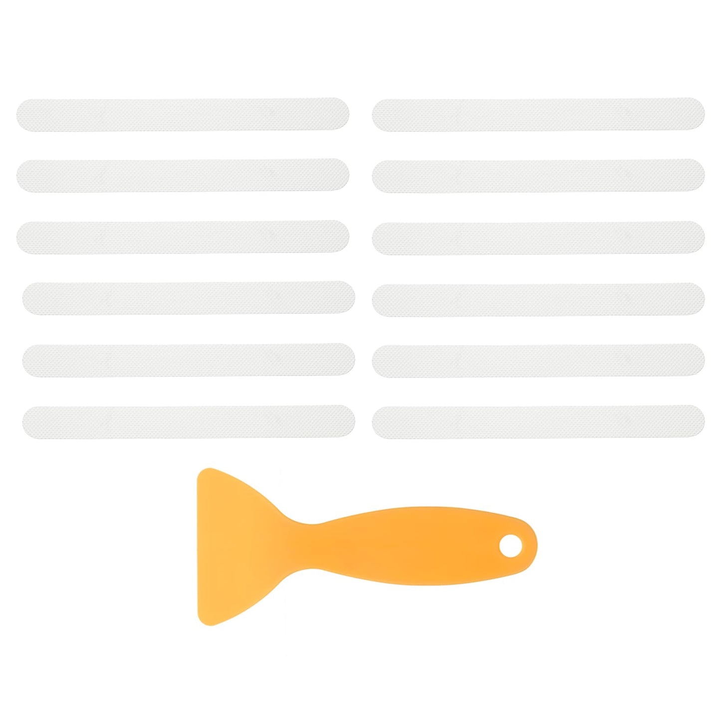 sourcing map 12pcs Non-Slip Bathtub Stickers, Anti-Slip Shower Stickers Showers Treads Strip Shaped Appliques with Scraper for Bath Tub Shower Stairs