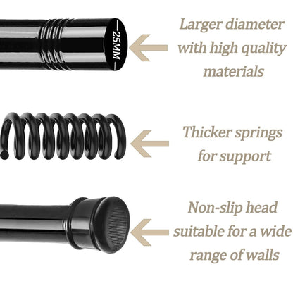 Extendable Curtain Poles No Drill Curtain Pole Tension Rods For Curtains Or Windows Shower Wardrobe White 85-230Cm Ø32mm
