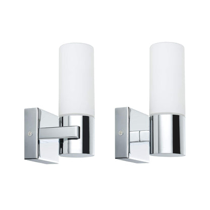 Paulmann 70354 Gemini Wall luminaire Wall Spotlight IP44 Without lamp E14 Base max. 2x20W Hallway Light 2-Pack Wall luminaire Chrome Satin Metal Glass