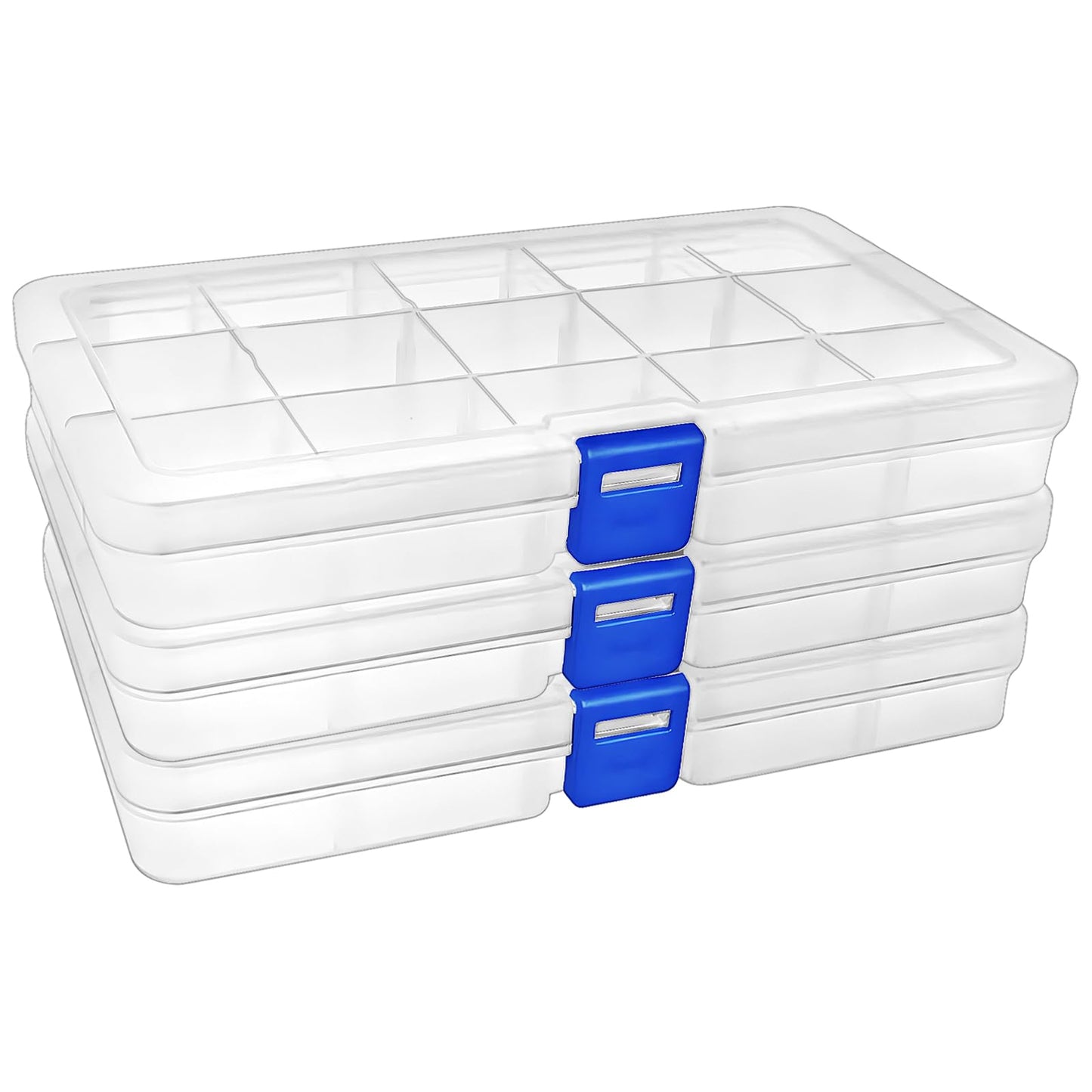 DARUITE 15 Grids Craft Storage Boxes with Compartments, Tackle Box, 3 PCS