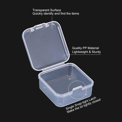 PATIKIL 1.8x1.8x1 Inch Clear Storage Box with Hinged Lid, 20Pack Plastic Stackable Rectangle Organizer Container for Bead Jewelry Small Item Art