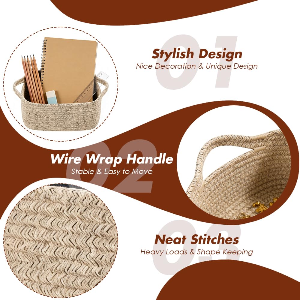 3-Pack Storage Baskets for Shelves, Woven Basket 32.5×22.5×14cm, Woven Storage Basket for Towels, Books, Toys, Living Room, Shoe Basket