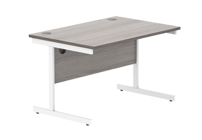 Office Hippo Essentials Rectangular Writing Computer Work Place, Home Office Desk with Cable Port Management, MFC, Alaskan Grey Oak, 120x80cm