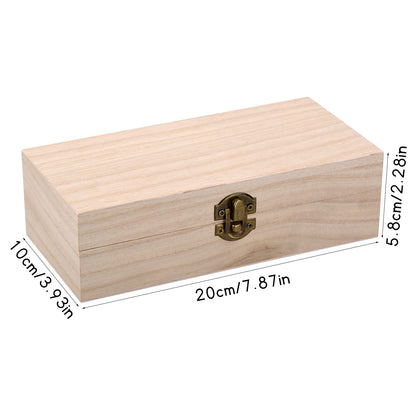 Catime Wooden Box with Lid, Natural Wooden Box 20 x 10 x 6 cm with Hinges and Lock, Small Wooden Chests as a Storage Box, Treasure Chest