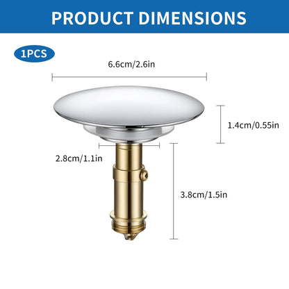 Bathroom Sink Plug Replacement Brass Waste Plug Sink Drain Plug Pop up Bath Plugfor Wash Basin Faucet Vessel Vanity Sink 66mm Cap