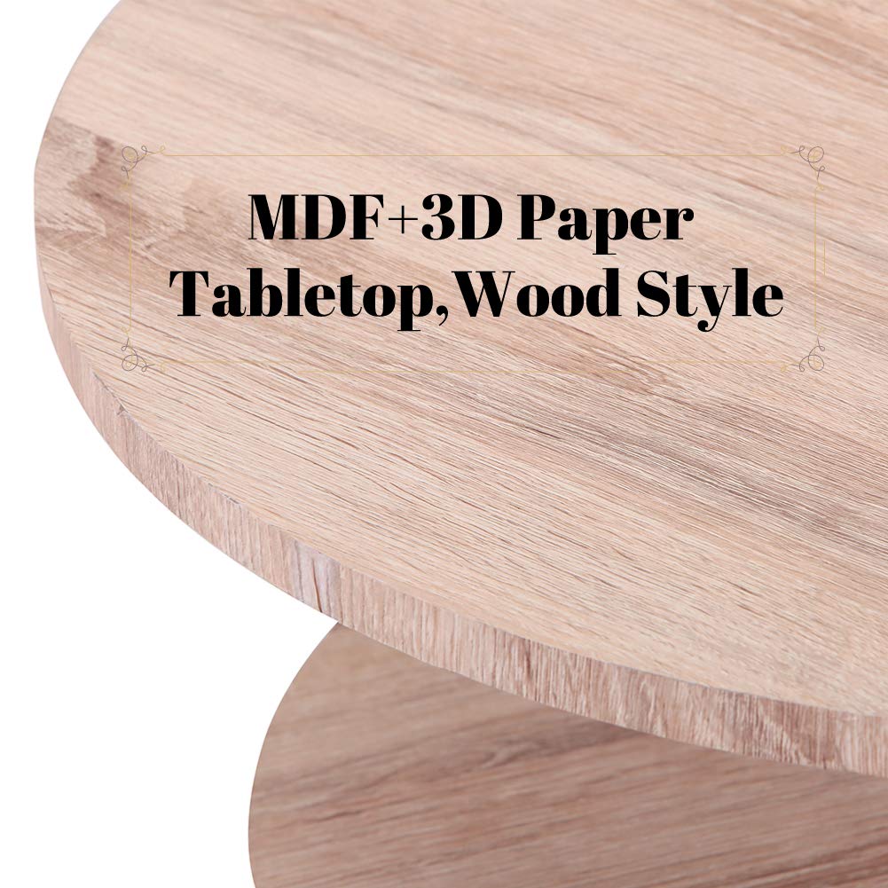 GOLDFAN Round Coffee Table Modern Side Table with 2 Tier Storage Wooden Snack Table Lamp Bedside Sofa Table for Living Room, Natural