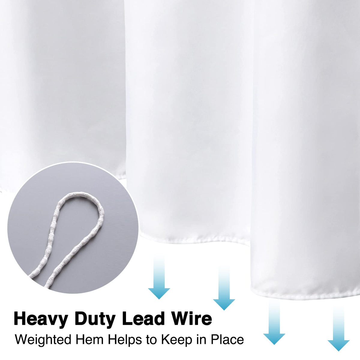 WELTRXE Shower Curtains, Bathroom Shower Curtain with 12 Hooks, Waterproof Polyester Fabric Bathtub Curtain, Weighted Hem, Quick Dry